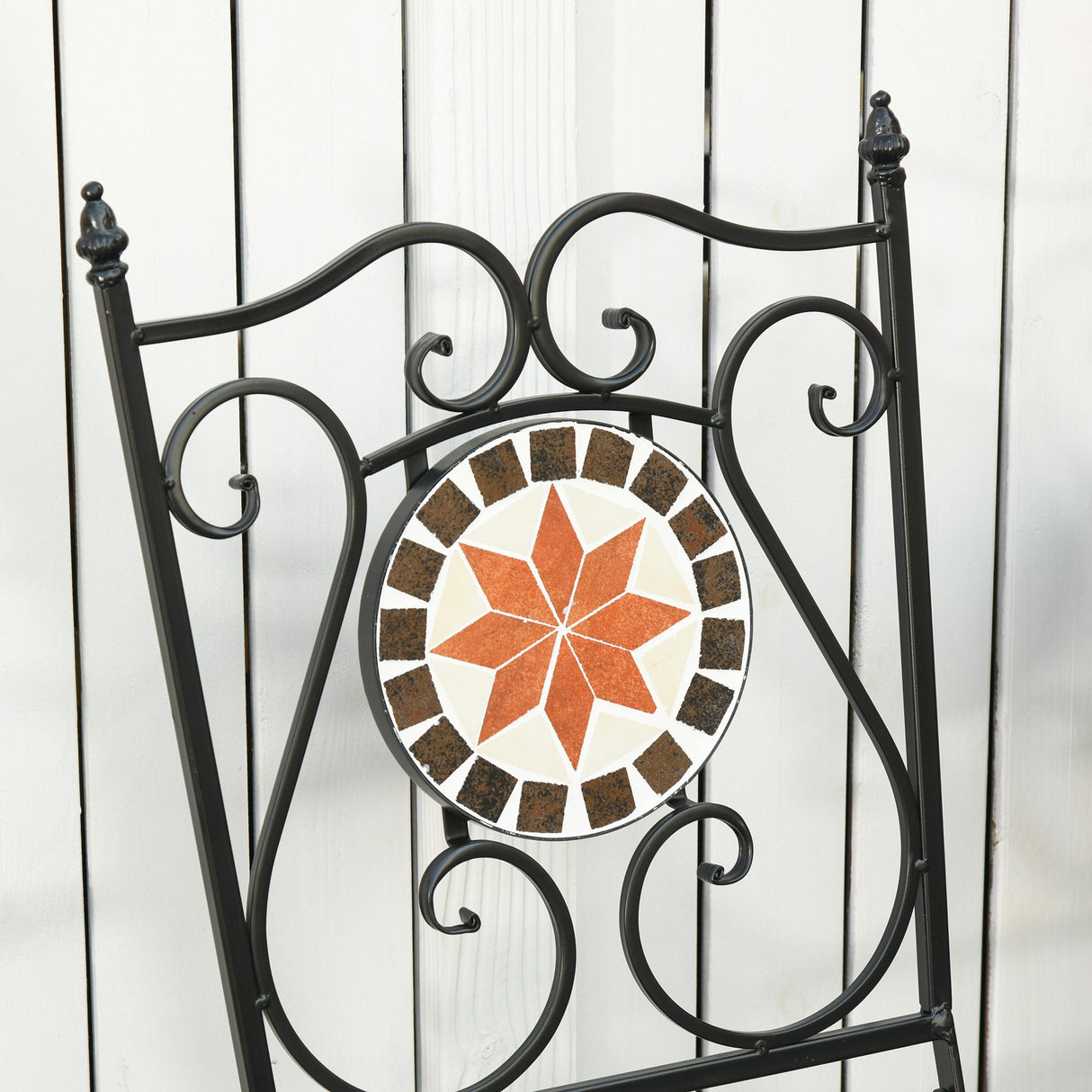 easycomfort easycomfort mobili da giardino set da 3 pezzi con 2 sedie pieghevoli e 1 tavolino in metallo e ceramica