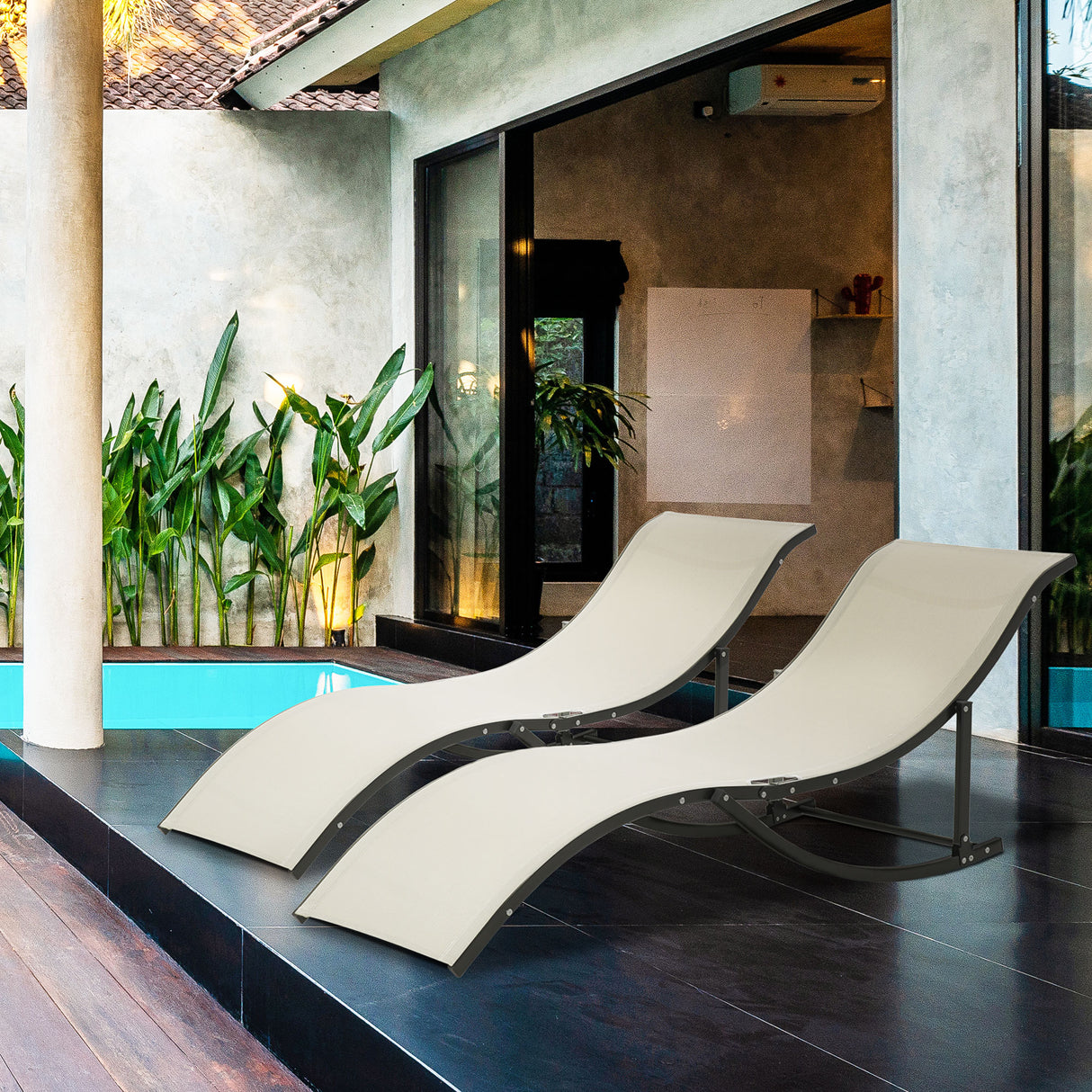 easycomfort easycomfort set 2 sdraio da giardino pieghevoli lettino prendisole in alluminio e textilene 61x165x63cm