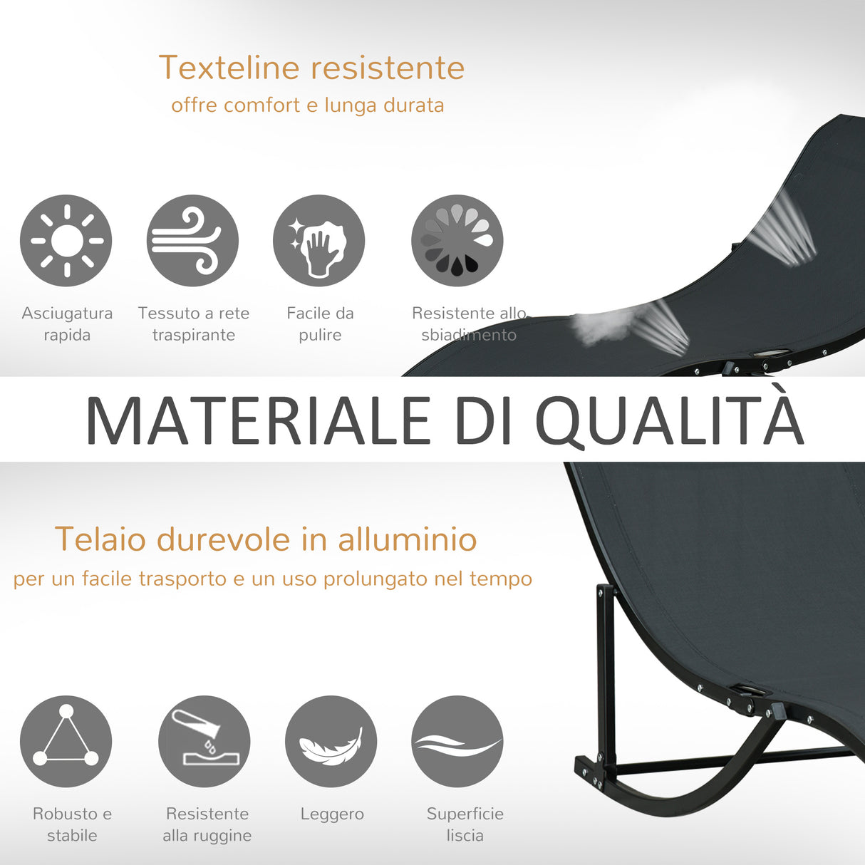 easycomfort easycomfort set 2 sdraio da giardino pieghevoli lettino prendisole in alluminio e textilene 61x165x63cm