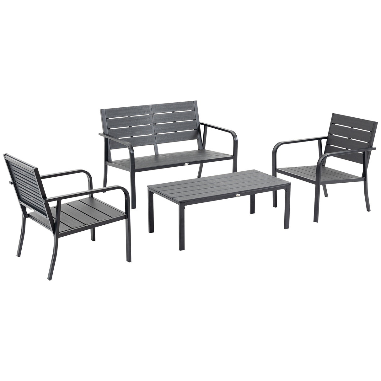 easycomfort easycomfort set salotto da giardino da 4 pezzi con panchina a 2 posti 2 poltrone e tavolino caffe