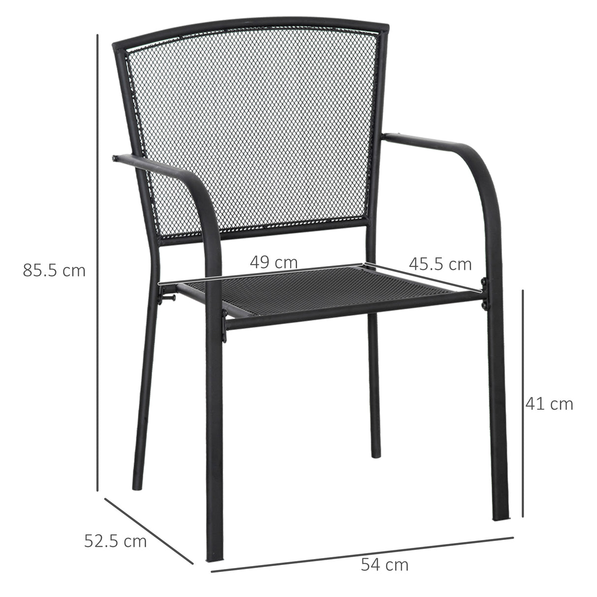 easycomfort easycomfort set 2 sedie da giardino in metallo per cortile patio e terrazza nero