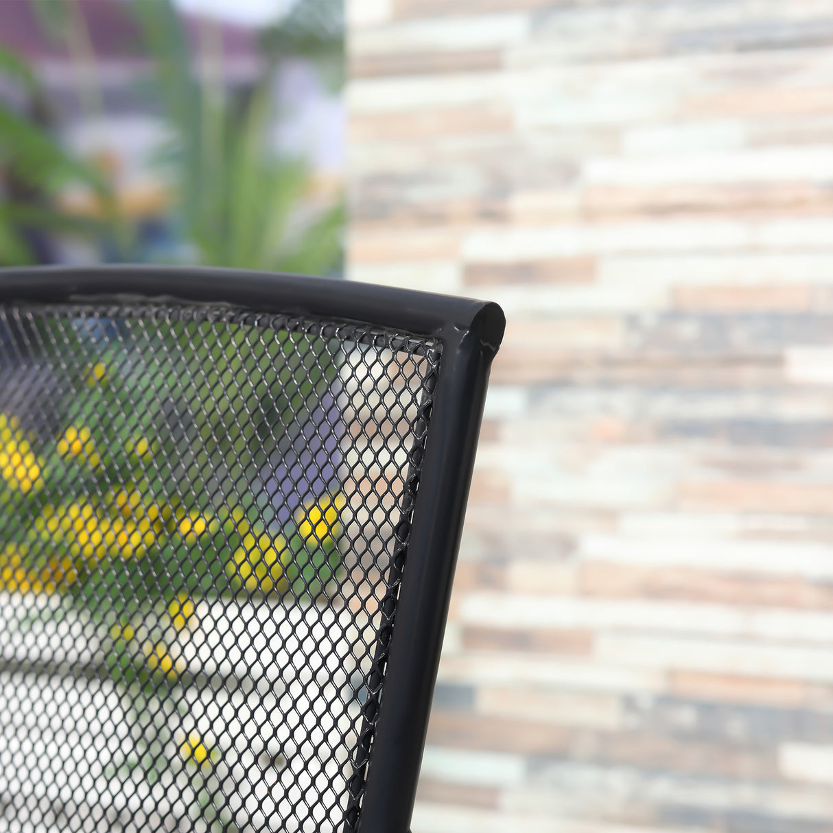 easycomfort easycomfort set 2 sedie da giardino in metallo per cortile patio e terrazza nero