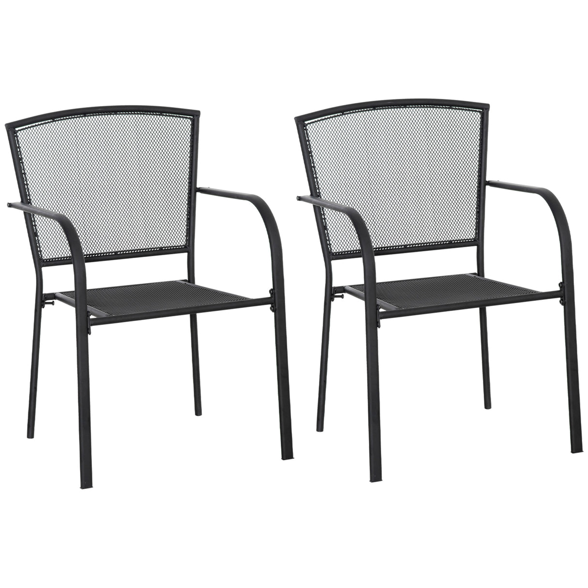 easycomfort easycomfort set 2 sedie da giardino in metallo per cortile patio e terrazza nero