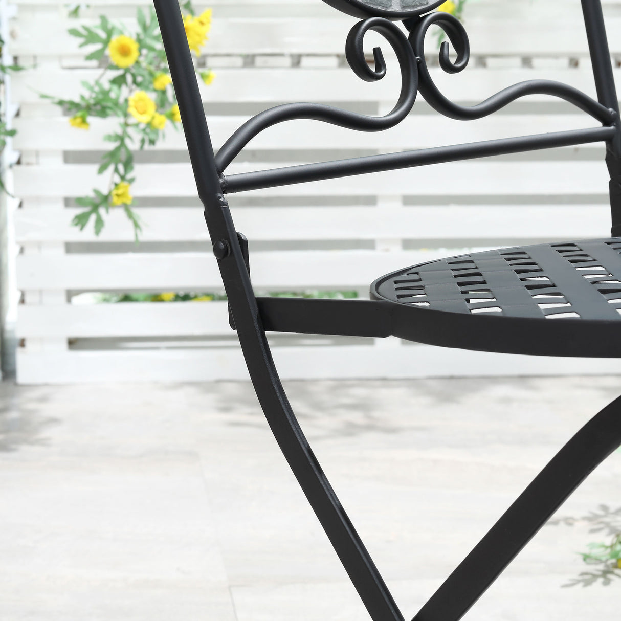 easycomfort easycomfort set da giardino 3 pezzi 2 sedie pieghevoli e 1 tavolo design a mosaico grigio