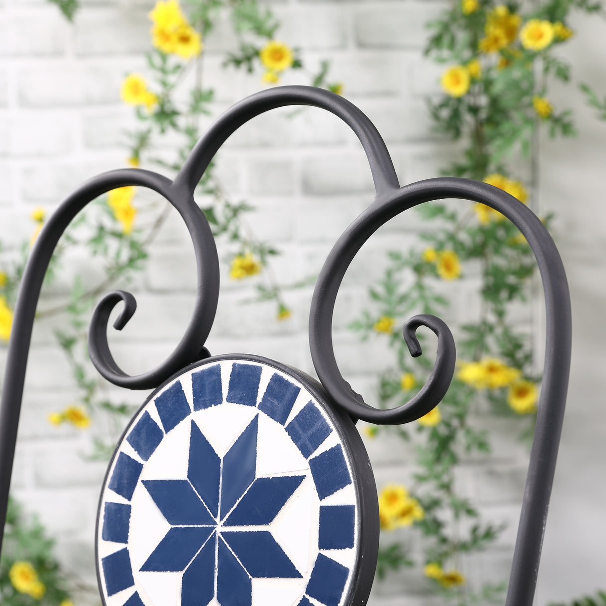 easycomfort easycomfort set da giardino 3 pezzi con 2 sedie pieghevoli e 1 tavolino rotondo a mosaico