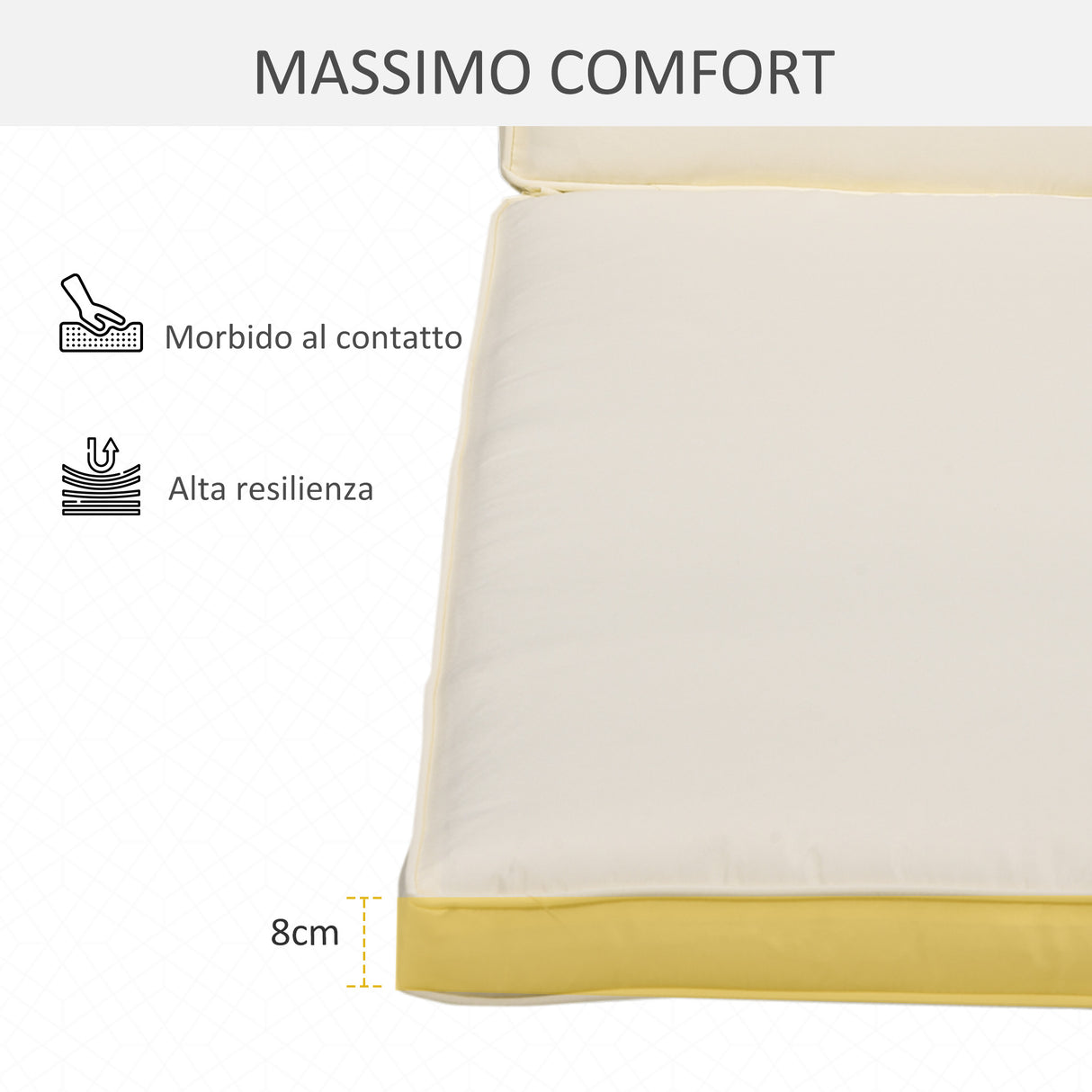 easycomfort easycomfort cuscino per lettino prendisole con rivestimento poliestere sfoderabile 188x53x8cm bianco crema