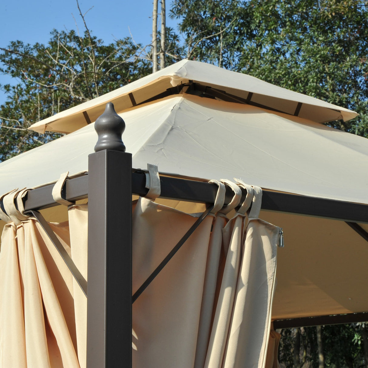 easycomfort easycomfort gazebo da giardino 3 x 3m con 4 tende laterali e doppio tetto beige
