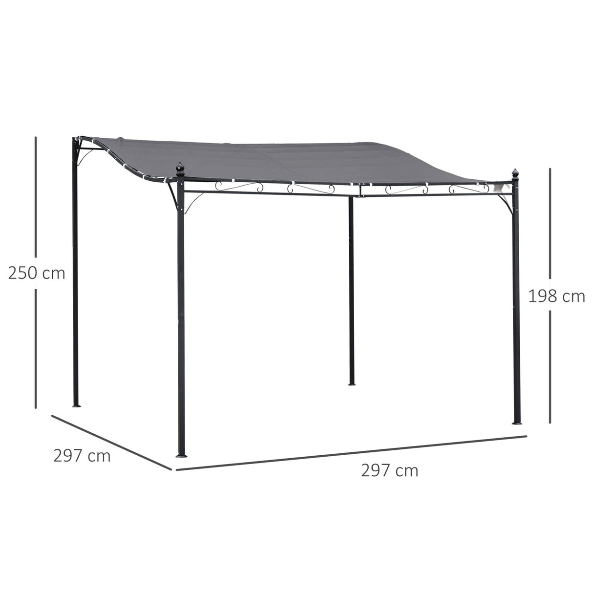 easycomfort easycomfort gazebo pergola 3x3m da esterno giardino o terrazzo con tenda grigia ean 8055776913544
