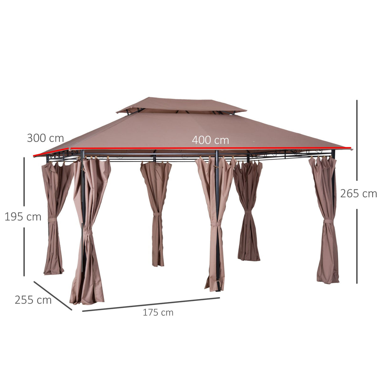 easycomfort easycomfort gazebo in acciaio con doppio tetto e tende impermeabili color cachi 4 x 3 m ean 8054144135335