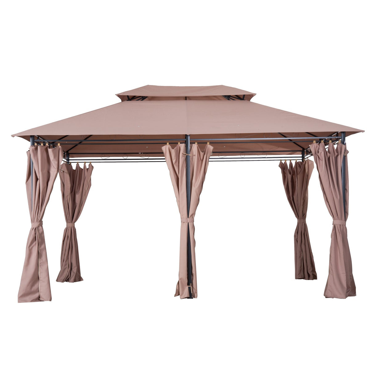 easycomfort easycomfort gazebo in acciaio con doppio tetto e tende impermeabili color cachi 4 x 3 m ean 8054144135335