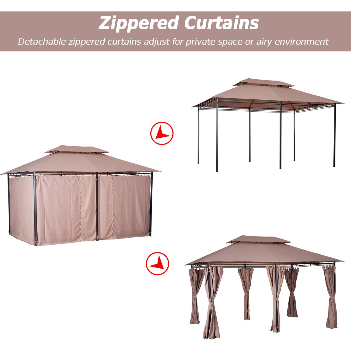 easycomfort easycomfort gazebo in acciaio con doppio tetto e tende impermeabili color cachi 4 x 3 m ean 8054144135335