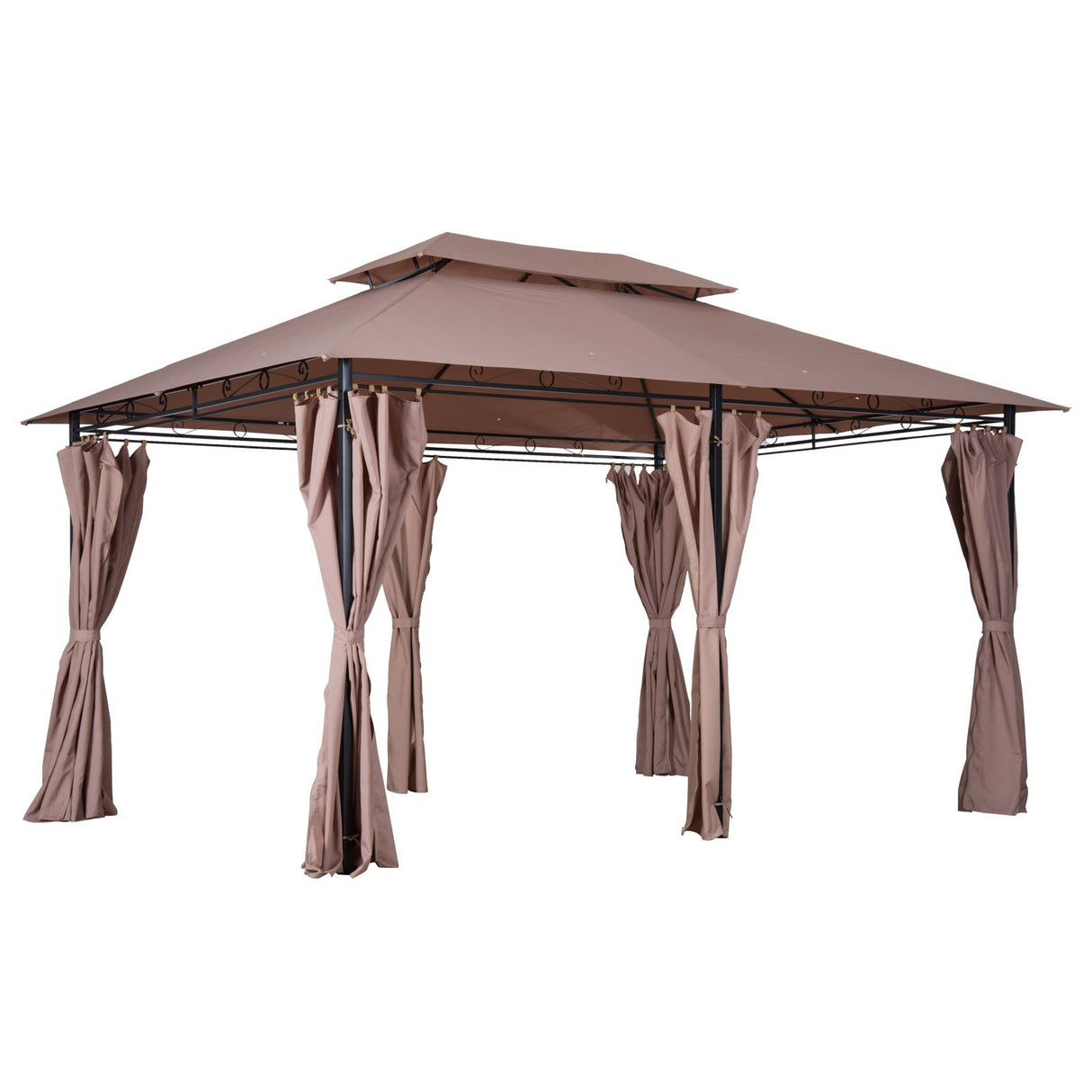 easycomfort easycomfort gazebo in acciaio con doppio tetto e tende impermeabili color cachi 4 x 3 m ean 8054144135335
