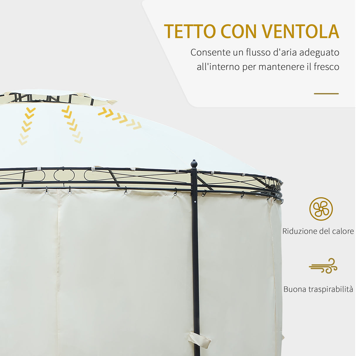 easycomfort easycomfort gazebo da giardino rotondo con doppio tettuccio cinghie e tende 3 5x2 8m bianco