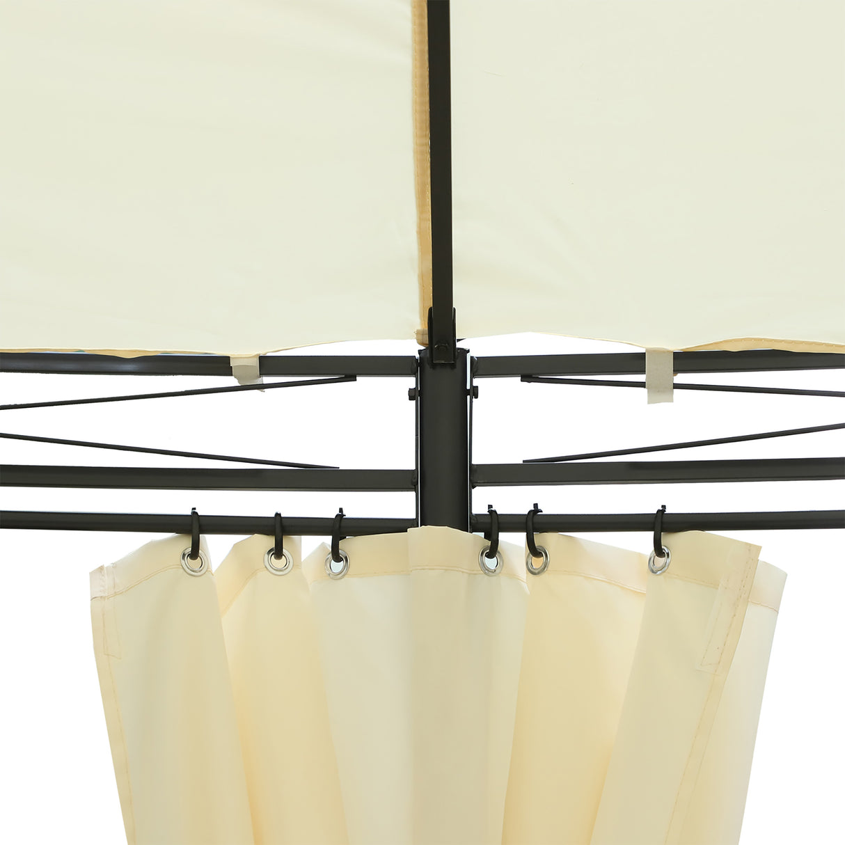 easycomfort easycomfort gazebo da giardino rotondo con doppio tettuccio cinghie e tende 3 5x2 8m bianco