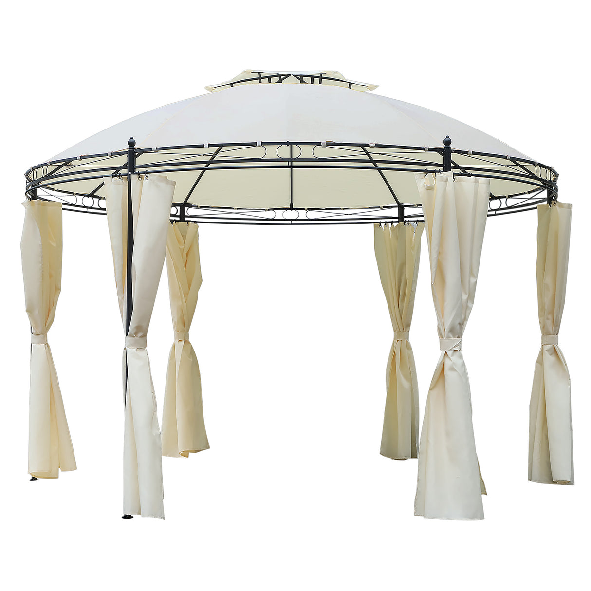 easycomfort easycomfort gazebo da giardino rotondo con doppio tettuccio cinghie e tende 3 5x2 8m bianco