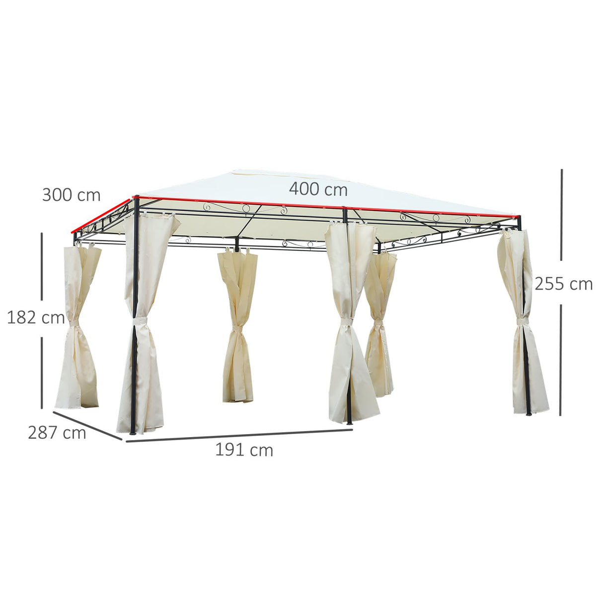 easycomfort easycomfort gazebo rettangolare con struttura in metallo robusto e teli laterali crema 4x3m ean 8055776913933