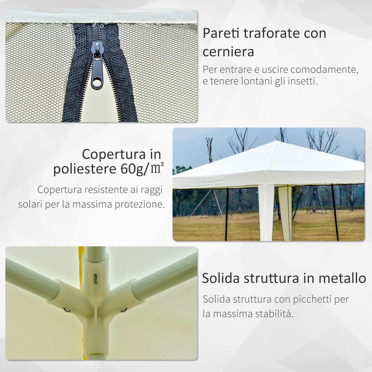 easycomfort easycomfort gazebo da giardino impermeabile con zanzariere beige 3 x 3 x 2.35 m ean 8054144134918