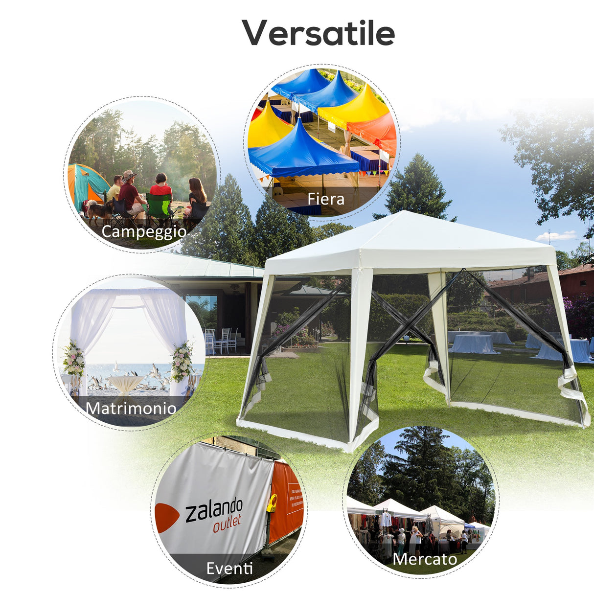 easycomfort easycomfort gazebo da giardino impermeabile con zanzariere beige 3 x 3 x 2.35 m ean 8054144134918