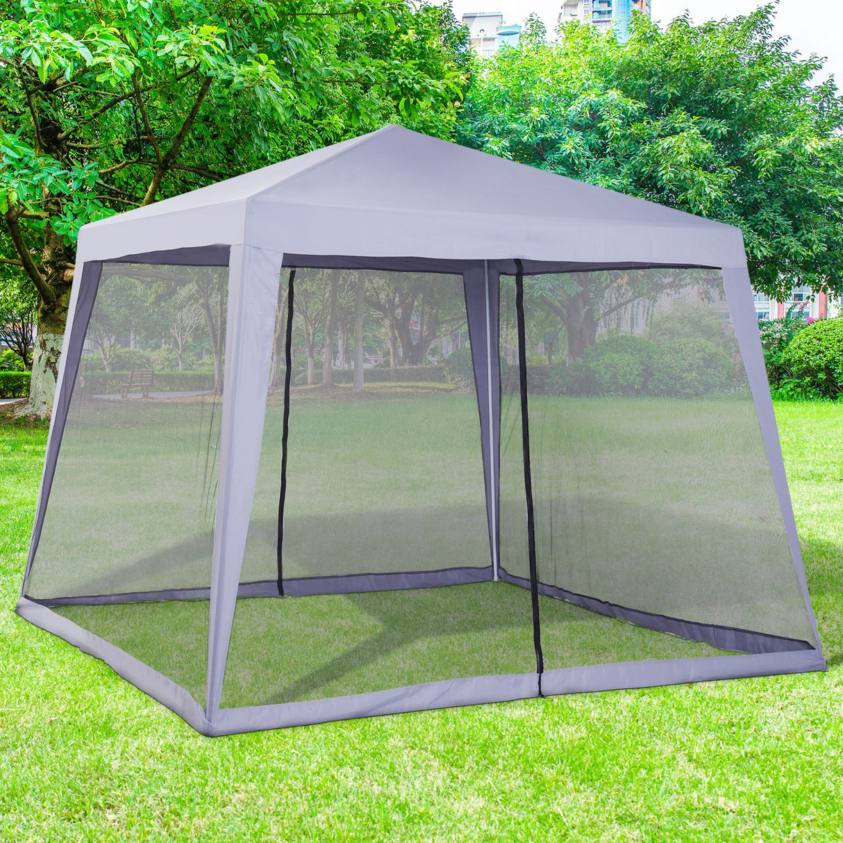 easycomfort easycomfort gazebo da giardino 3x3m con zanzariera copertura in poliestere e struttura in metallo grigio ean 8054144135663