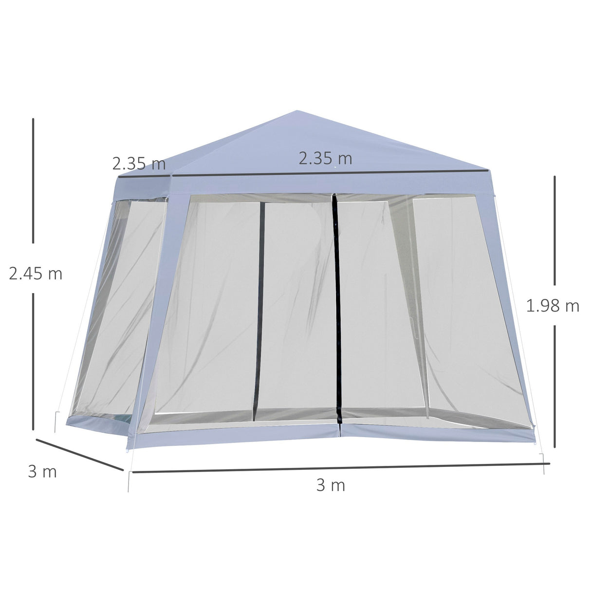 easycomfort easycomfort gazebo da giardino 3x3m con zanzariera copertura in poliestere e struttura in metallo grigio ean 8054144135663