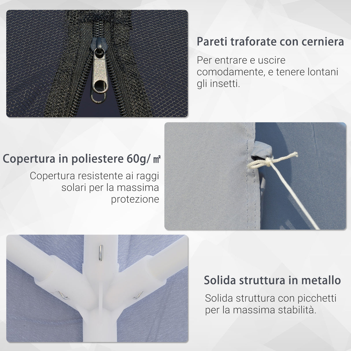 easycomfort easycomfort gazebo da giardino 3x3m con zanzariera copertura in poliestere e struttura in metallo grigio ean 8054144135663