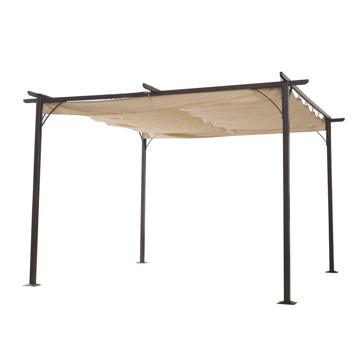 easycomfort easycomfort gazebo pergola da giardino parasole retraibile cornice nera tendale beige 350 x 350 x 230cm ean 8055776912202