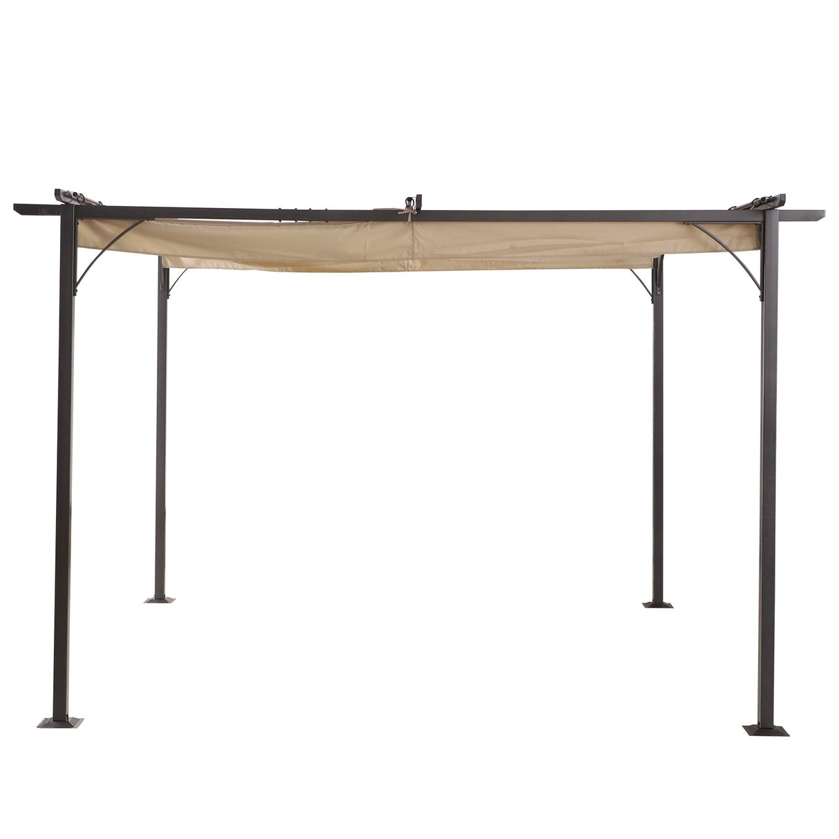 easycomfort easycomfort gazebo pergola da giardino parasole retraibile cornice nera tendale beige 350 x 350 x 230cm ean 8055776912202