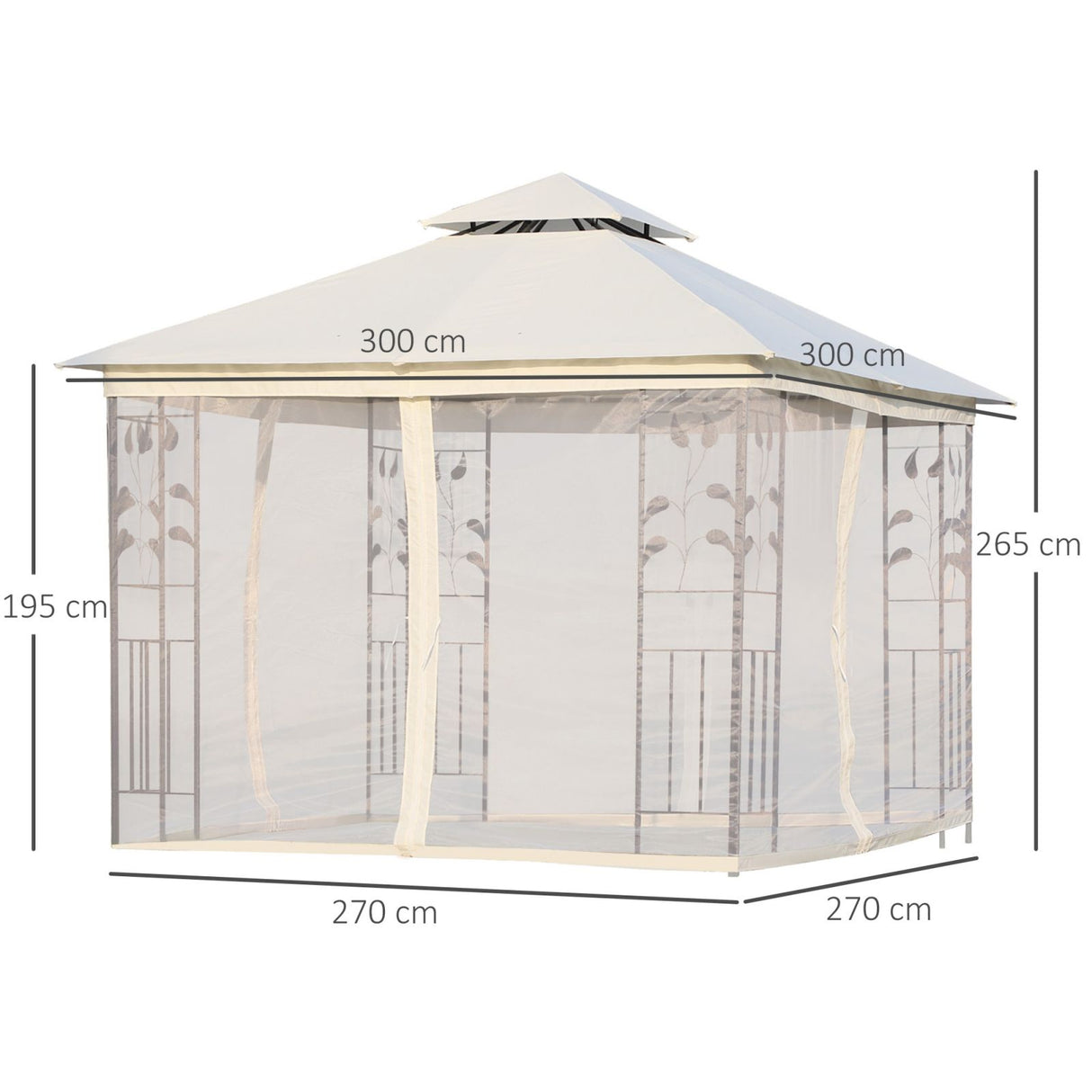 easycomfort easycomfort gazebo da esterno o giardino 3x3m con zanzariera telaio in acciaio e doppio tettuccio bianco ean 8055776913407