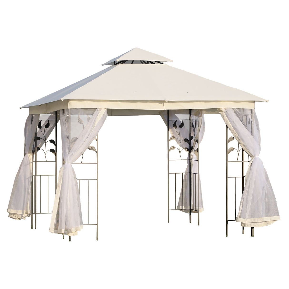 easycomfort easycomfort gazebo da esterno o giardino 3x3m con zanzariera telaio in acciaio e doppio tettuccio bianco ean 8055776913407