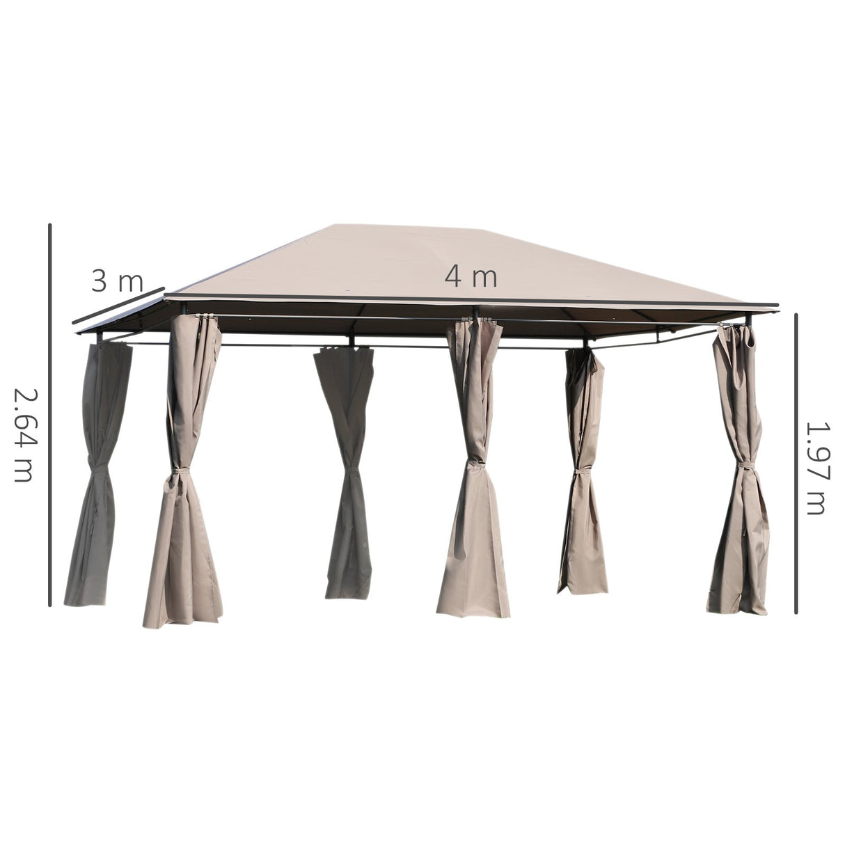 easycomfort easycomfort gazebo da giardinotelo in poliestere 6 pareti rimovibili 12 paletti struttura in metallo beige 400 x 300 x 264 cm ean 8055776915128