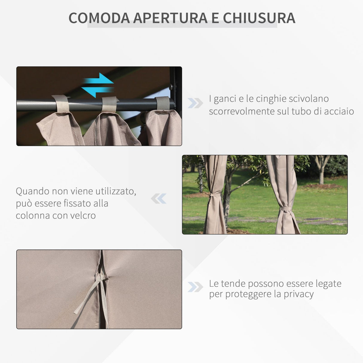 easycomfort easycomfort gazebo da giardinotelo in poliestere 6 pareti rimovibili 12 paletti struttura in metallo beige 400 x 300 x 264 cm ean 8055776915128