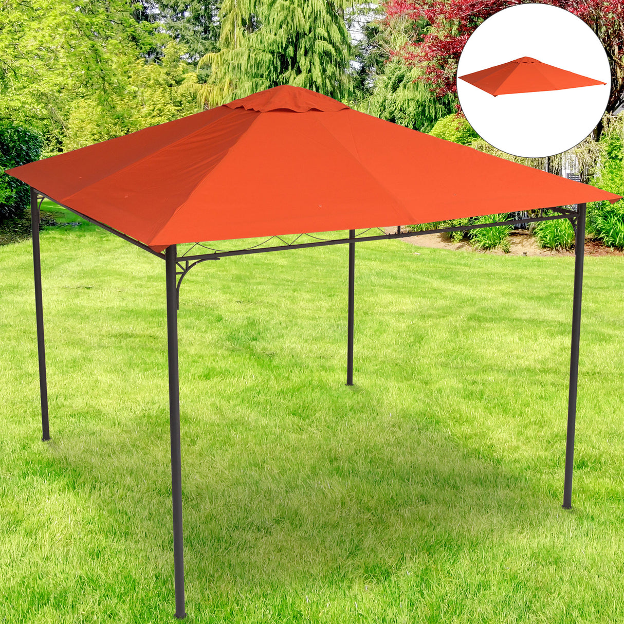 easycomfort easycomfort tetto di ricambio per gazebo 3x3m in poliestere impermeabile anti uv arancione ean 8054111841467