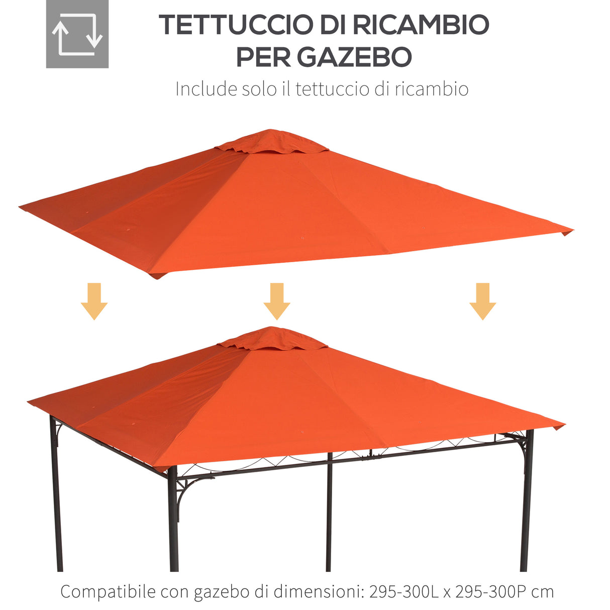easycomfort easycomfort tetto di ricambio per gazebo 3x3m in poliestere impermeabile anti uv arancione ean 8054111841467