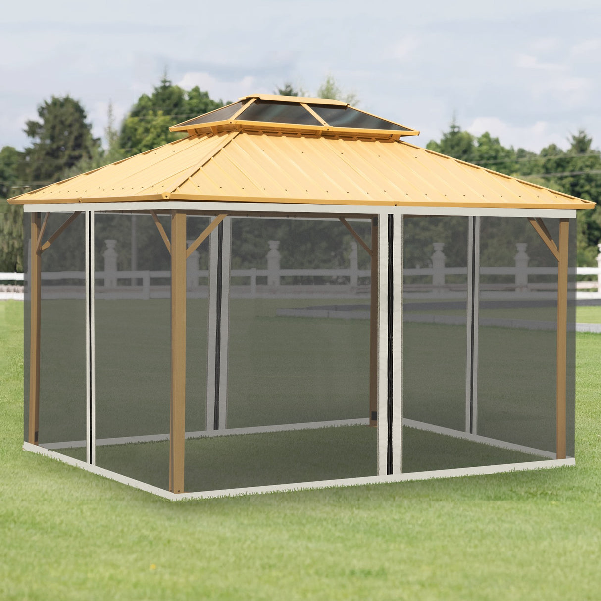 easycomfort easycomfort zanzariera per gazebo tende di ricambio universale con cerniere 352x207cm nerobeige