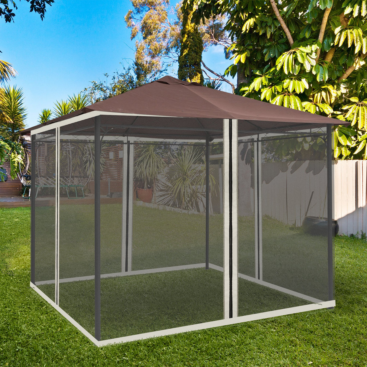 easycomfort easycomfort zanzariera per gazebo tende di ricambio universale con cerniere 302x207cm nerobeige