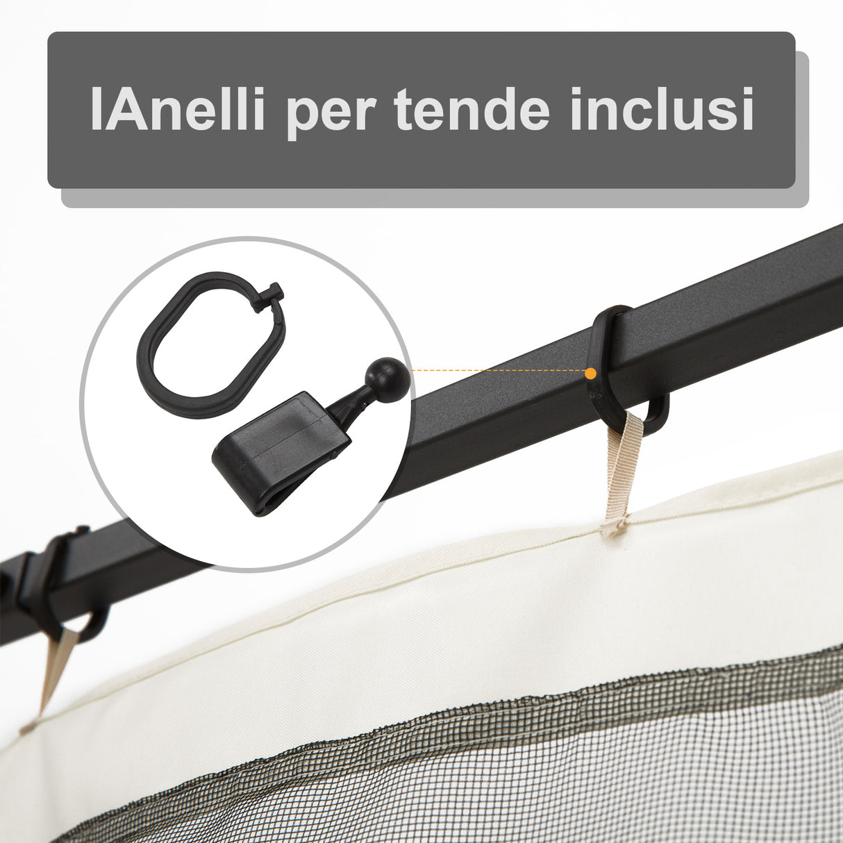 easycomfort easycomfort zanzariera per gazebo tende di ricambio universale con cerniere 302x207cm nerobeige