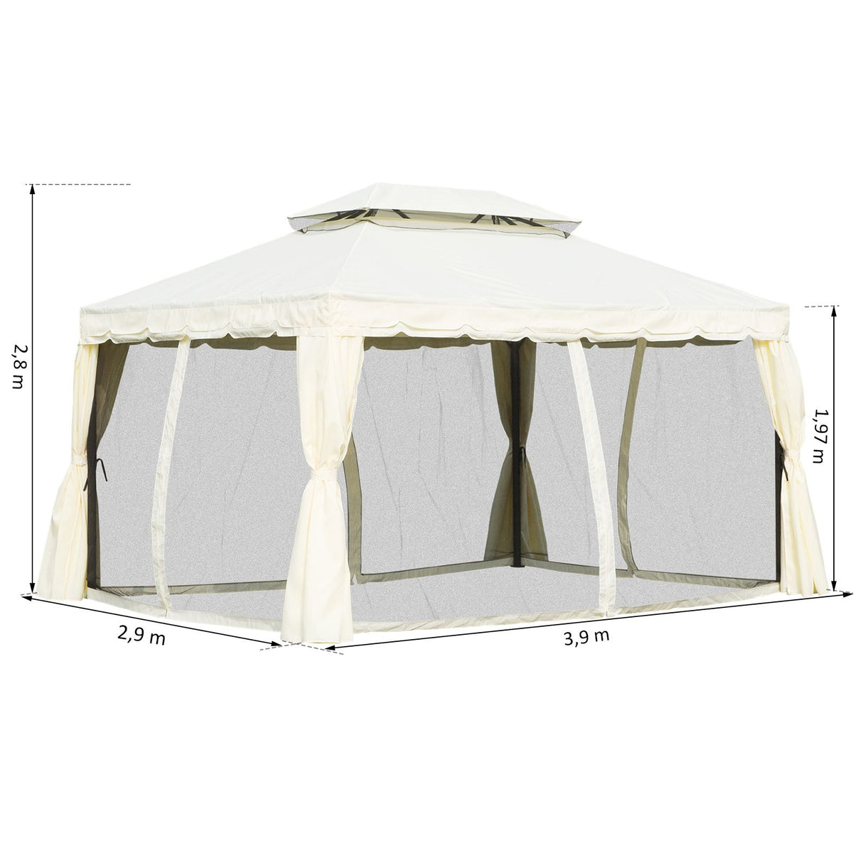 easycomfort easycomfort gazebo con doppio tetto zanzariere tende bianco crema 3x4m ean 8055776915227