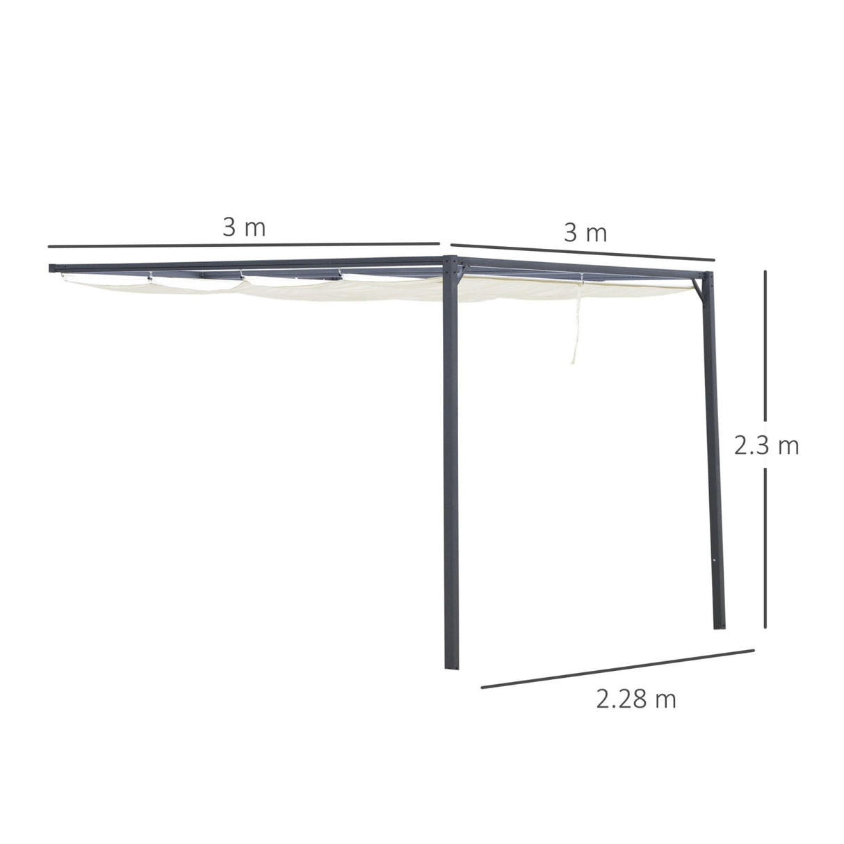 easycomfort easycomfort pergola a parete 3x3m da giardino in metallo con tettuccio scorrevole bianco crema ean 8055776910543