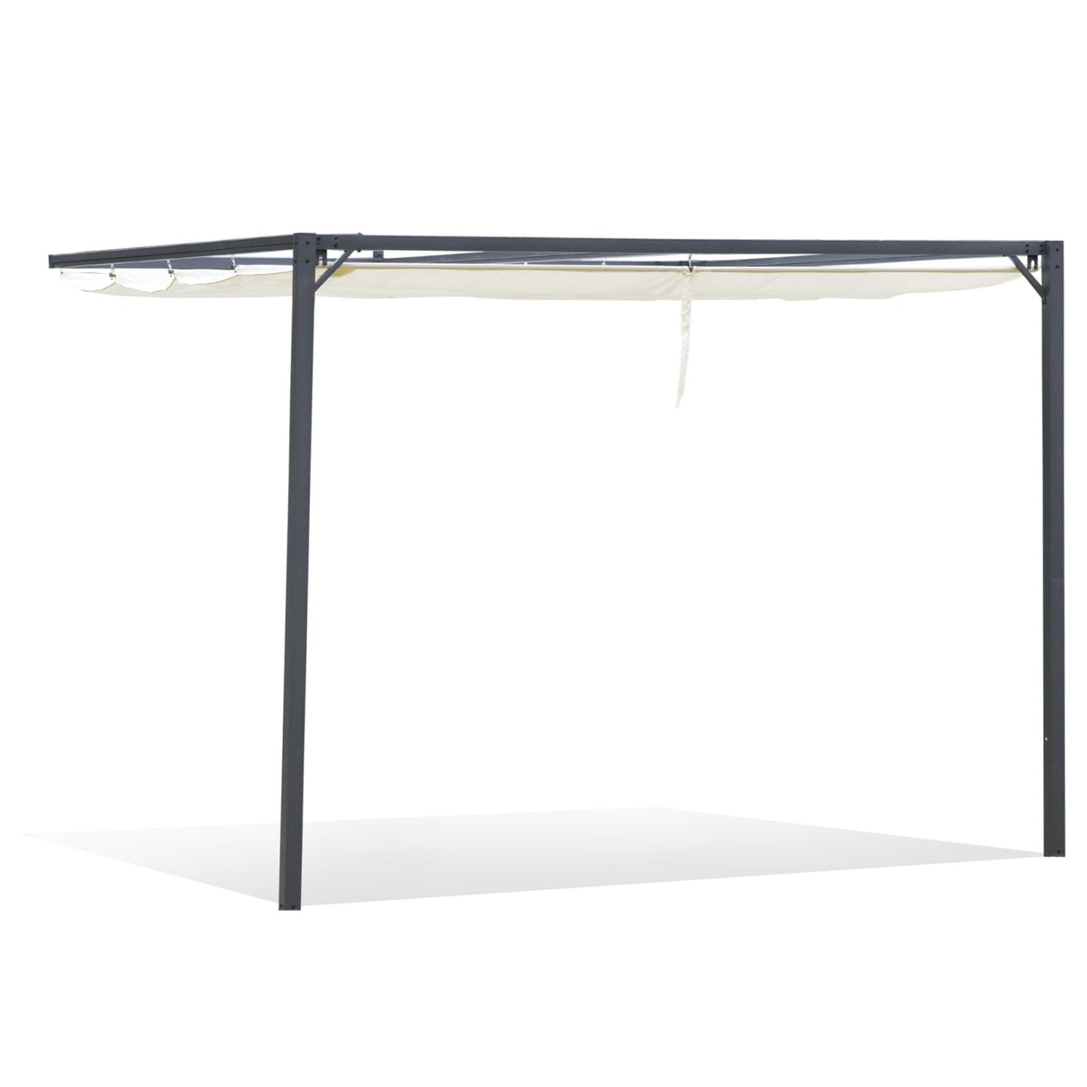 easycomfort easycomfort pergola a parete 3x3m da giardino in metallo con tettuccio scorrevole bianco crema ean 8055776910543