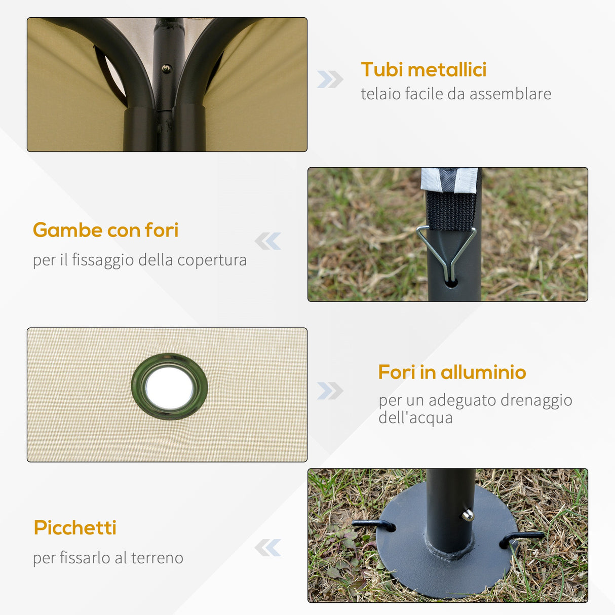 easycomfort easycomfort gazebo da esterno o giardino in metallo con doppio tettuccio beige ean 8055776912899