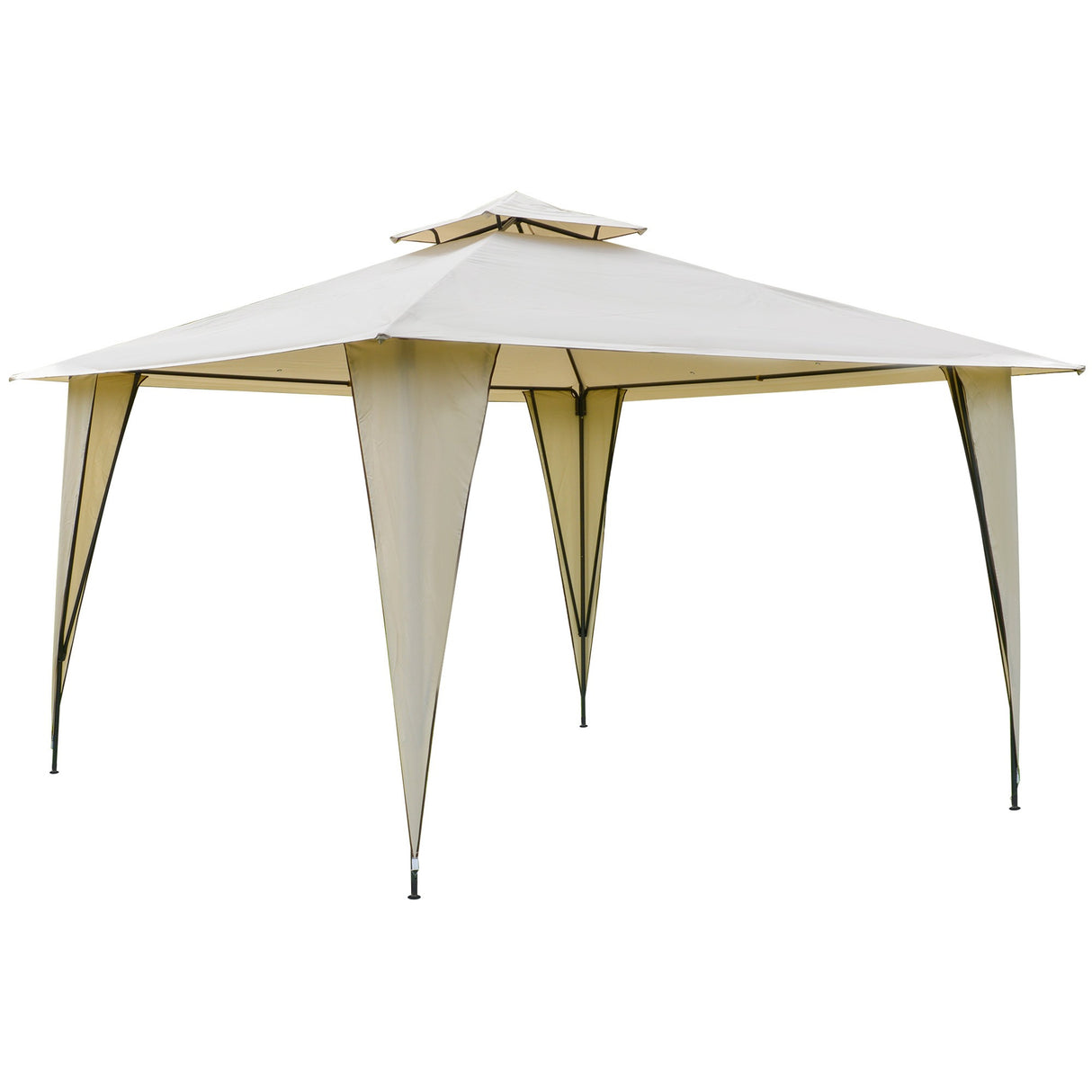 easycomfort easycomfort gazebo da esterno o giardino in metallo con doppio tettuccio beige ean 8055776912899