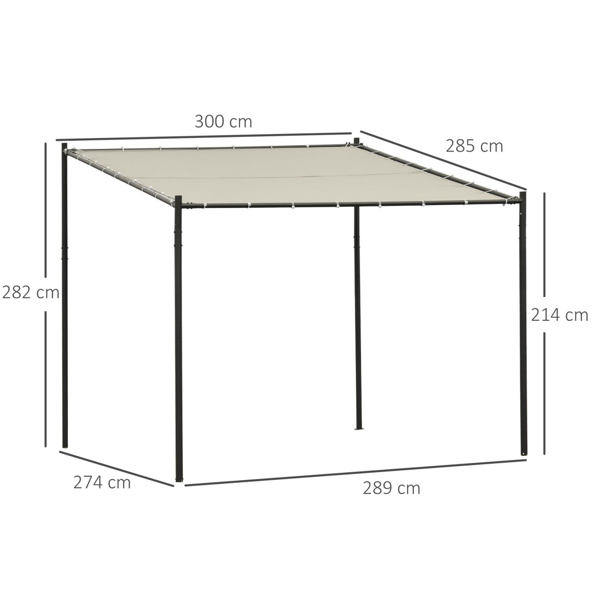 easycomfort easycomfort gazebo pergola da esterno e giardino 3x2.85x2.82m in metallo e poliestere beige pergola addossata ean 8055776912103