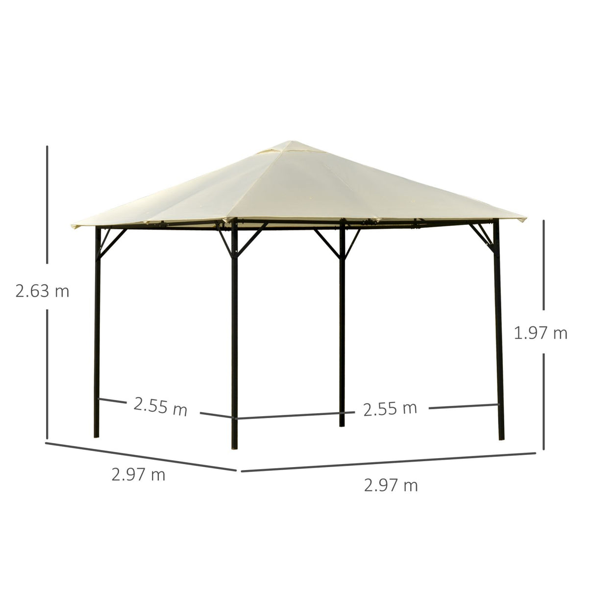 easycomfort easycomfort gazebo da giardino 3x3m in metallo con doppio tettuccio bianco crema ean 8055776912592
