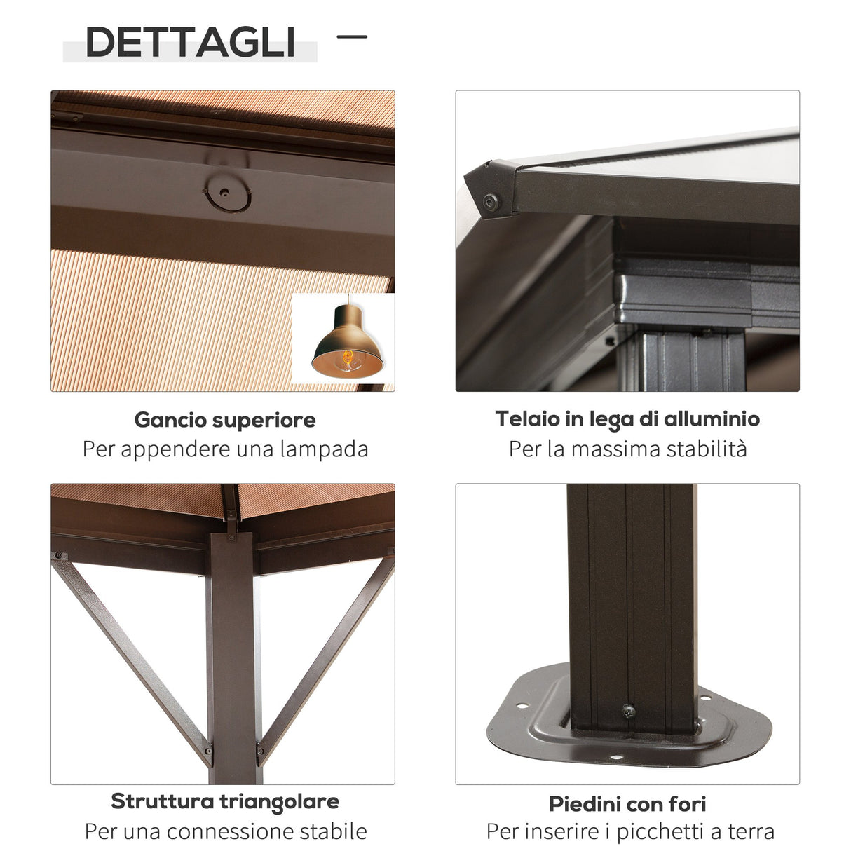 easycomfort easycomfort gazebo da giardino 3 6x3m con tetto apribile in policarbonato e struttura in alluminio