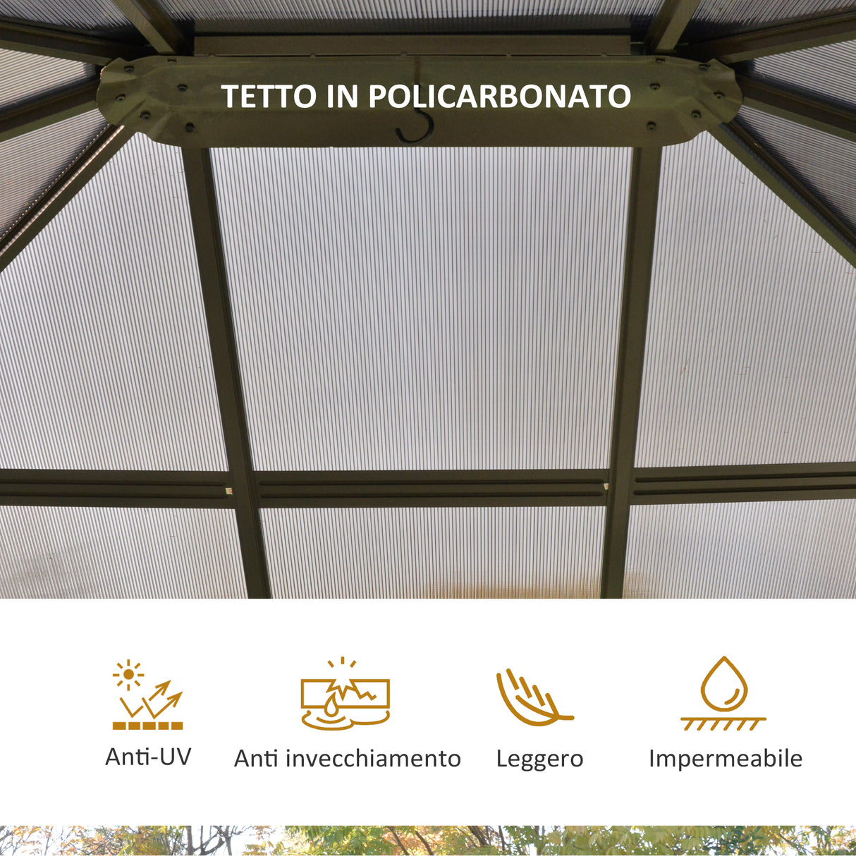 easycomfort easycomfort gazebo da giardino con zanzariera 3.6x3m tetto policarbonato marrone