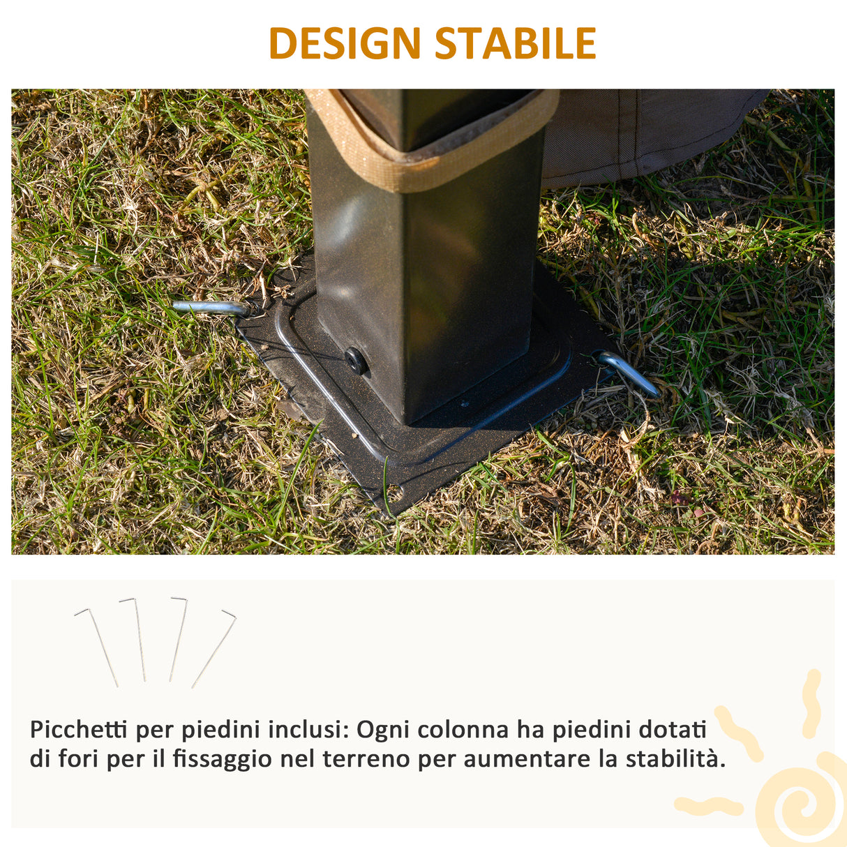 easycomfort easycomfort gazebo da giardino con zanzariera 3.6x3m tetto policarbonato marrone