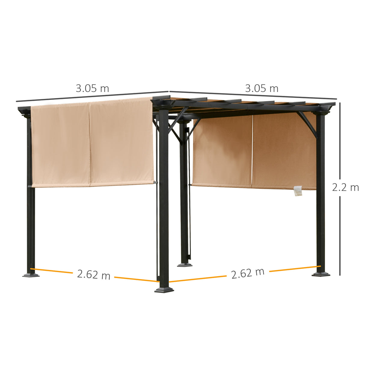 easycomfort easycomfort pergola gazebo da giardino in acciaio tende regolabili 305x305x220cm