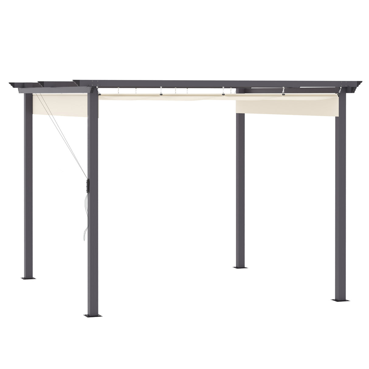 easycomfort easycomfort gazebo pergola da giardino 3x3m con tenda retrattile in alluminio e poliestere bianco crema