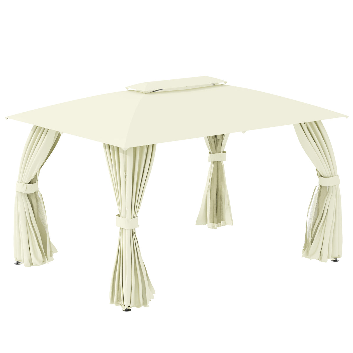 easycomfort easycomfort gazebo da giardino 4x3m con doppio tettuccio pareti in poliestere e struttura in acciaio beige