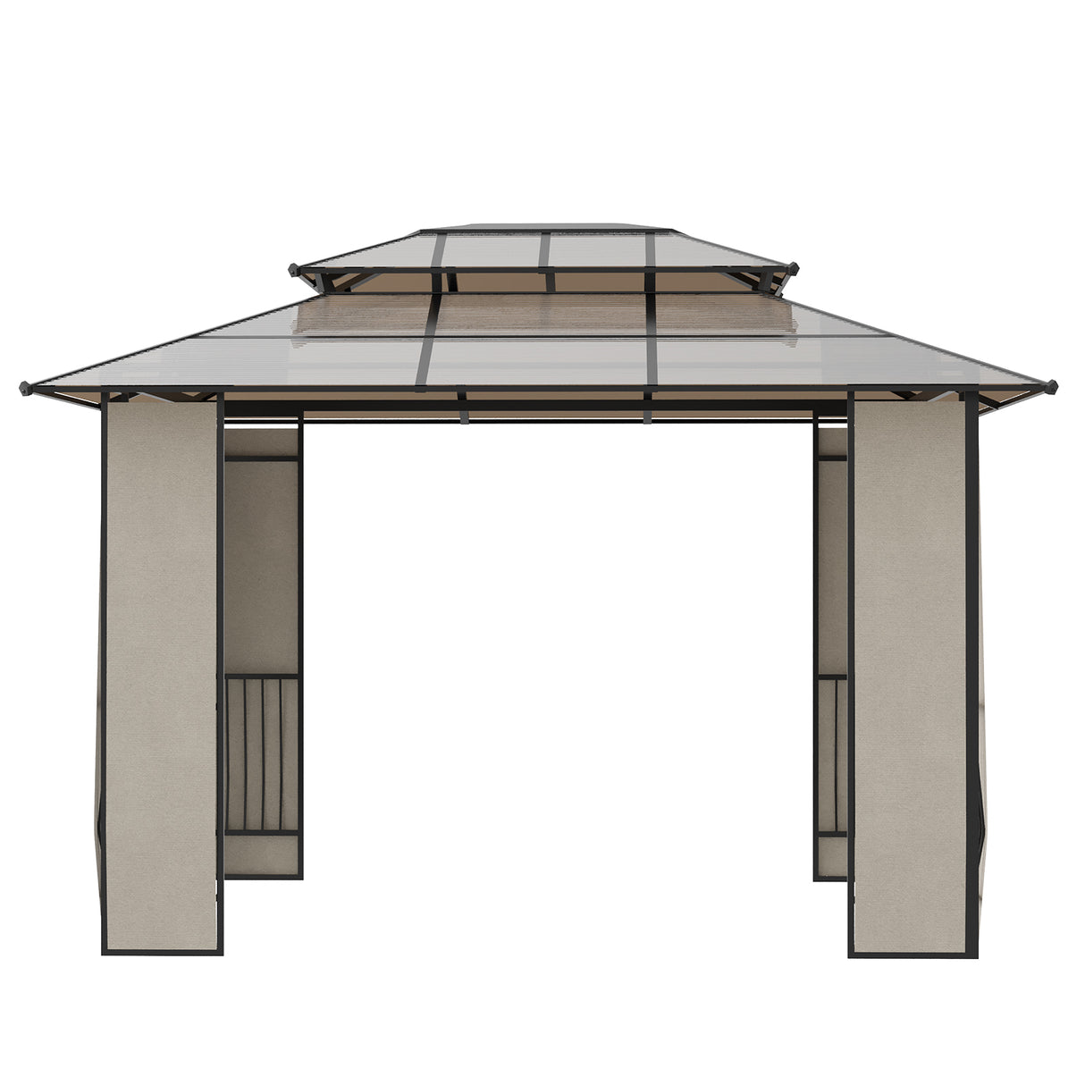 easycomfort easycomfort gazebo da giardino 3 7x3m con tetto in policarbonato a 2 livelli acciaio e alluminio marrone